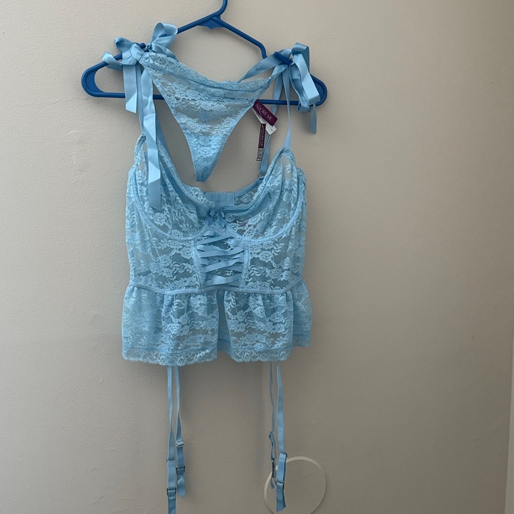 Blue Lace Corset Top